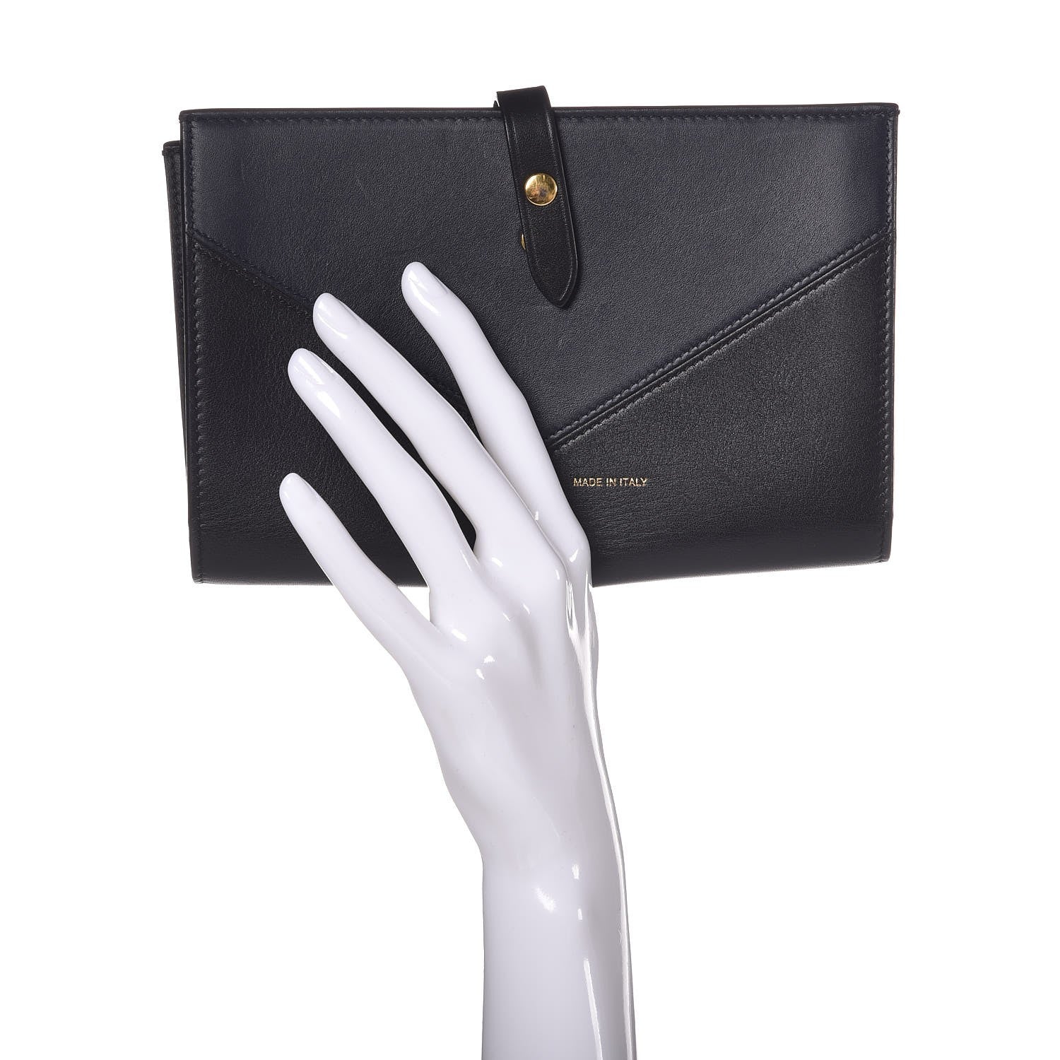 Celine Shiny Smooth Calfskin Large Multifunction V Shape Wallet Navy Black 2 of 9