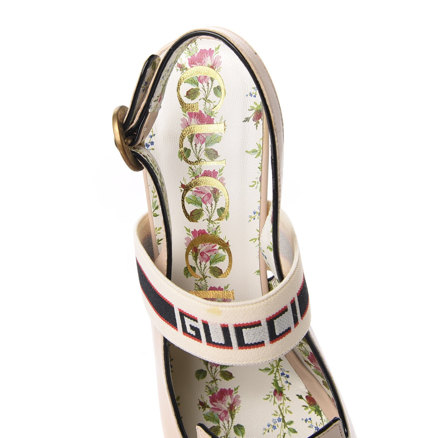 Gucci Malaga Kid Bow Ace Stripe Mid Heel Slingback Pumps 40.5 Beige 6 of 9