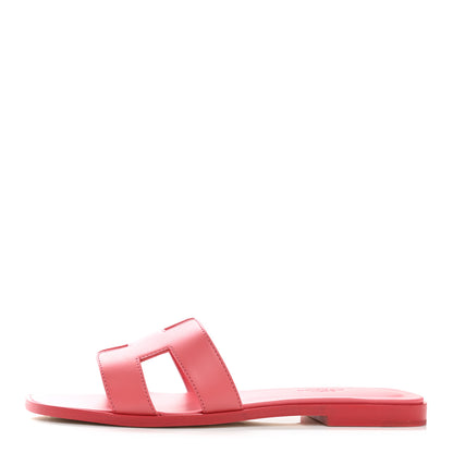 Hermes Calfskin Oran Sandals 37 Rose Boise 1 of 8