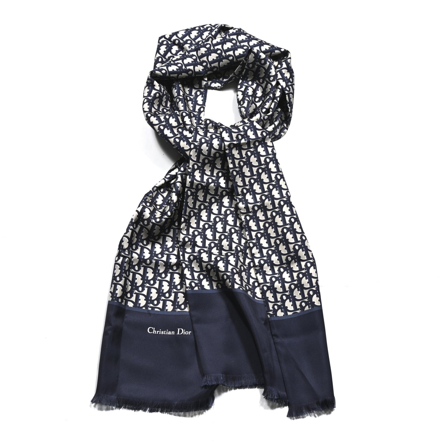 Silk Oblique Scarf Blue