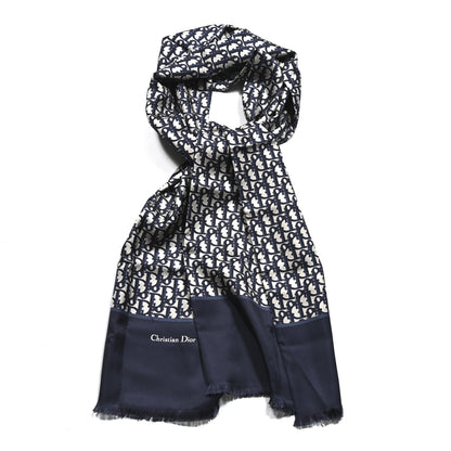 Christian Dior Silk Oblique Scarf Blue 1 of 3