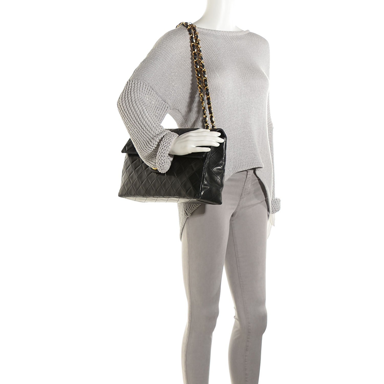 Chanel Lambskin Quilted XL Jumbo Flap Black 2 of 9