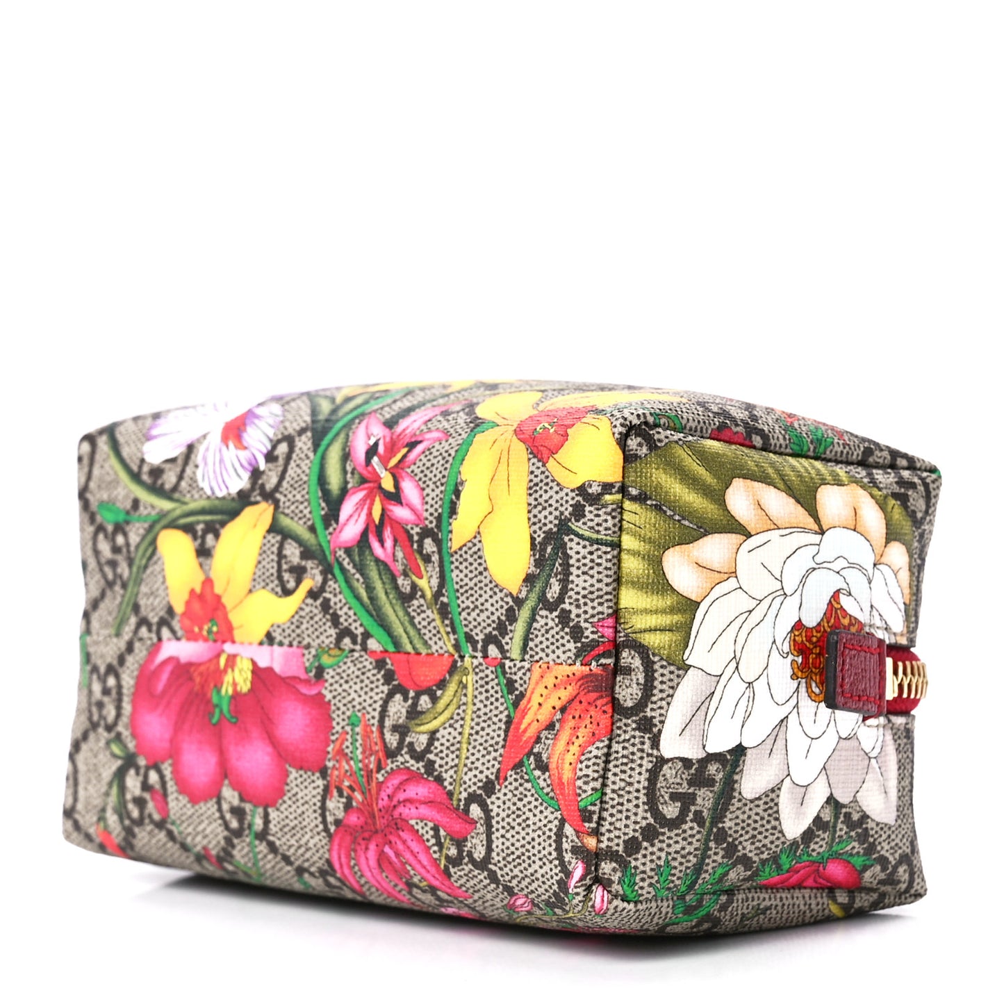 Soft GG Supreme Monogram Flora Calfskin Small Ophidia Cosmetic Case Beige Ebony Multicolor Rosso