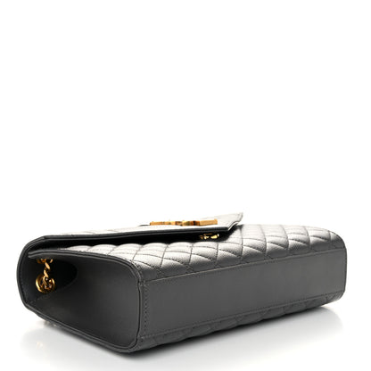 Saint Laurent Grain De Poudre Textured Mixed Matelasse Medium Triquilt Monogram Satchel Fog 4 of 9