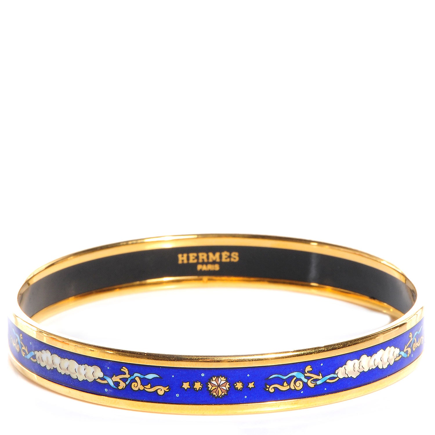 Hermes Enamel Printed Celestial Mythology Narrow Bracelet 70 Bleu 1 of 6