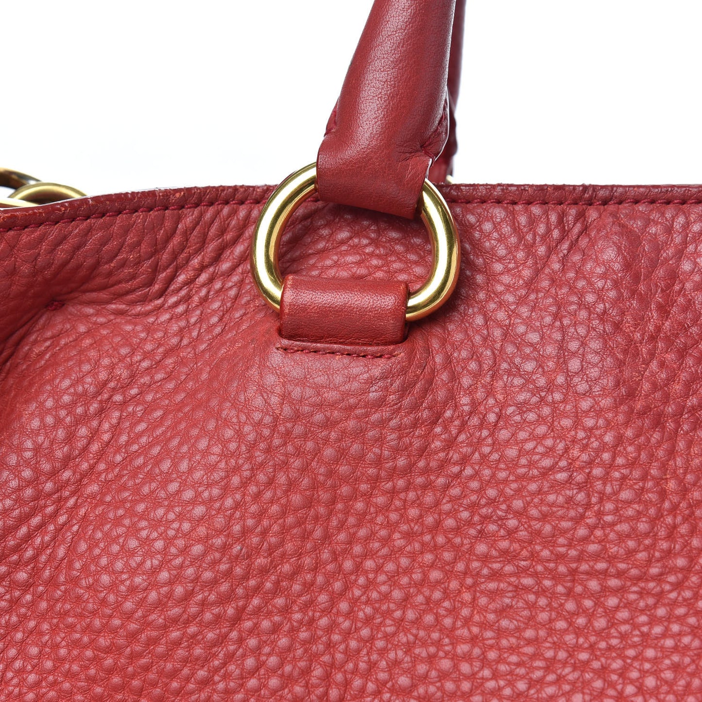 Vitello Daino Side Zip Tote Rosso