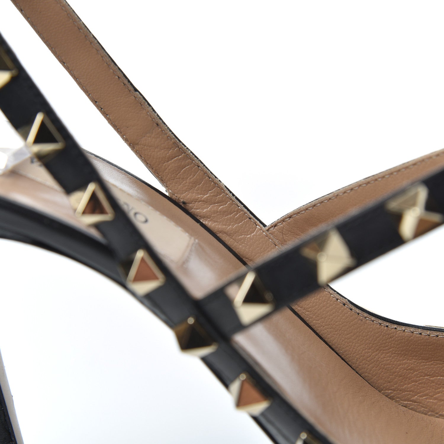 Valentino Garavani Pebbled Calfskin Rockstud Ankle Strap 100mm Pumps 38.5 Black 16 of 23