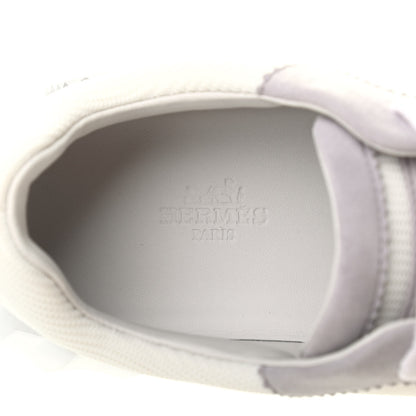 Hermes Technical Canvas Suede Goatskin Bouncing Sneakers 39 White Multicolor 6 of 9