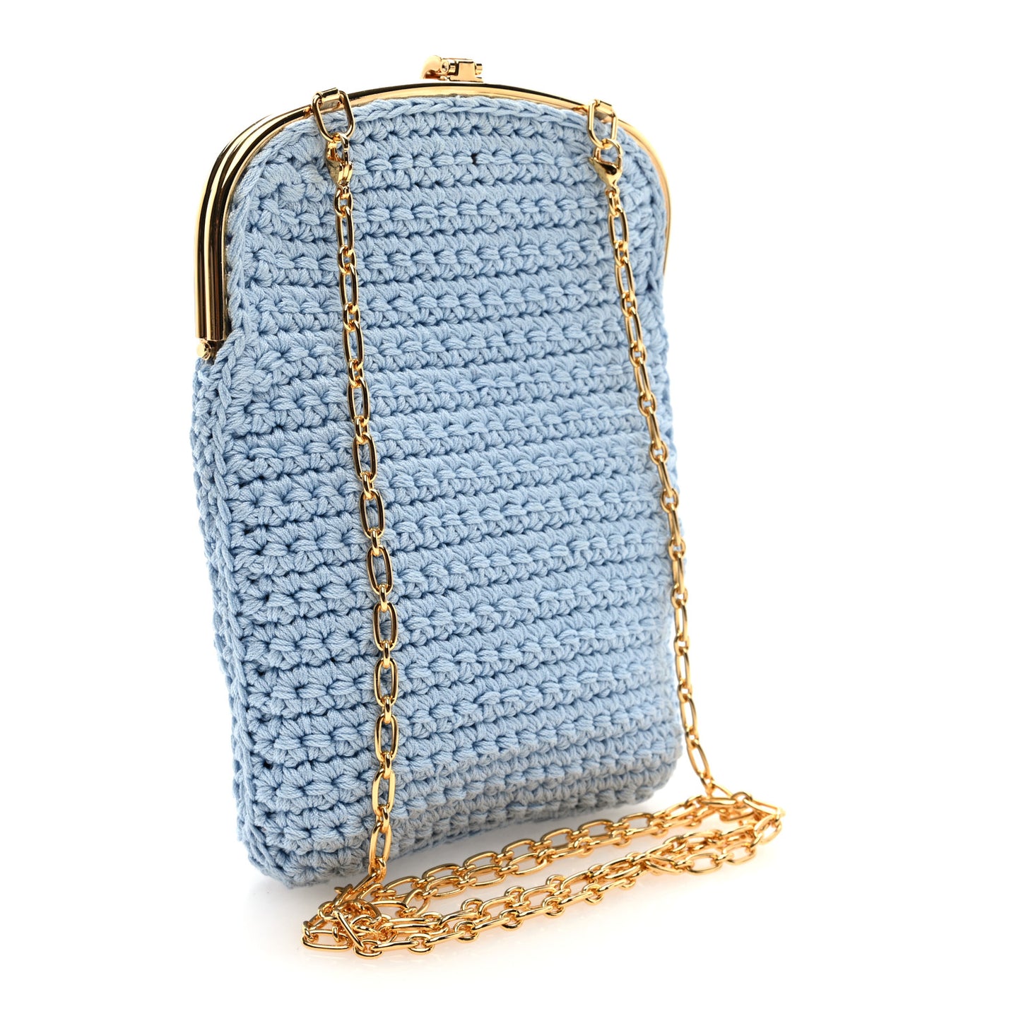 Fabric Crochet Baguette Phone Bag Azzurro Sky