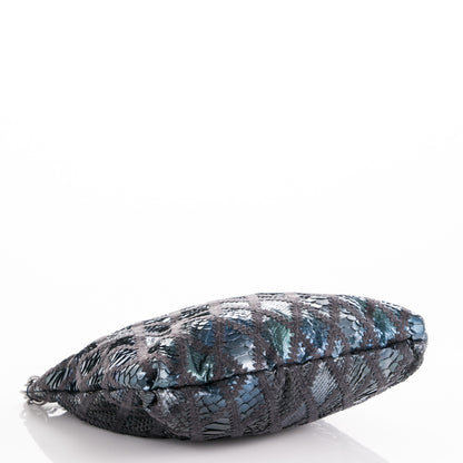 Chanel Python Crochet Soft and Chain Hobo Blue 4 of 7