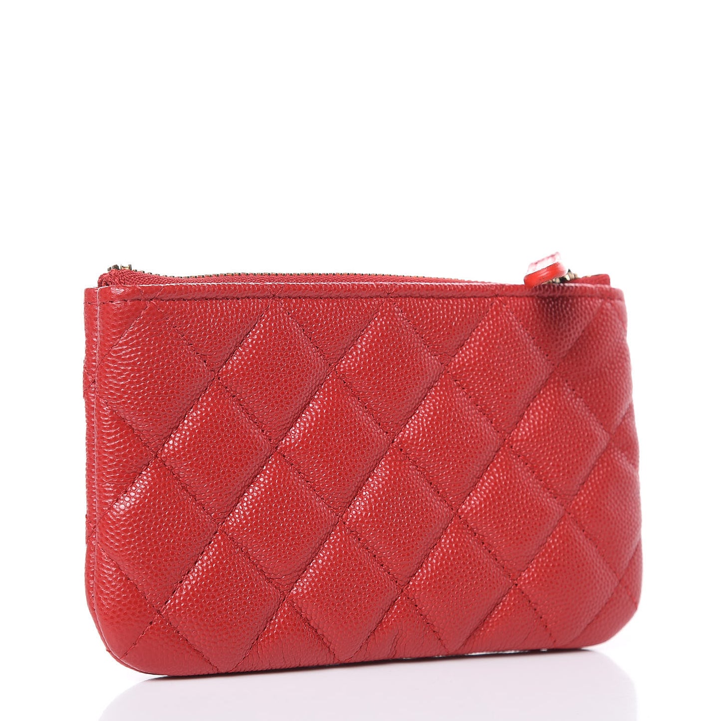 Caviar Quilted Small Cosmetic Case Red