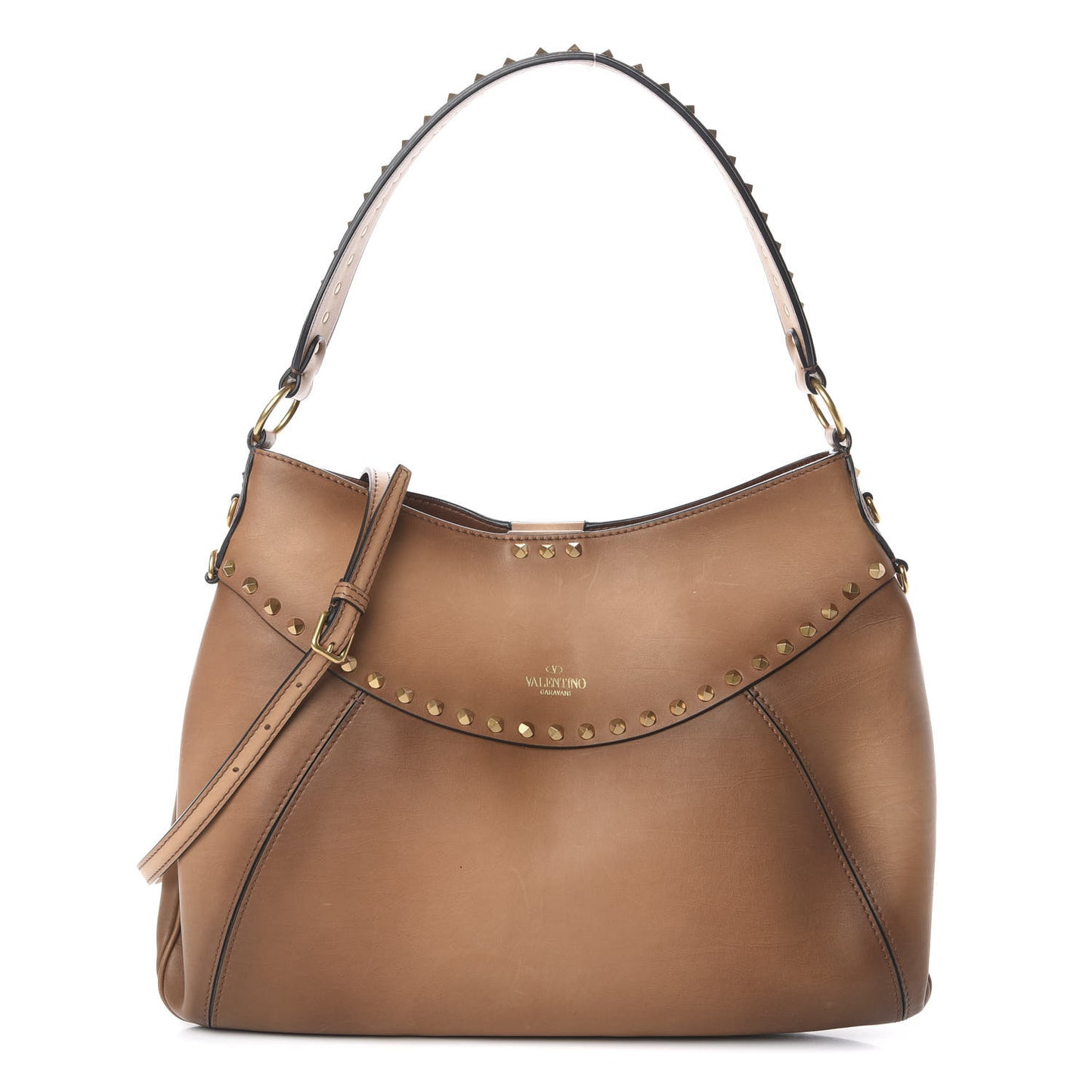 Buffed Calfskin Medium Twinkle Studs Hobo Camel