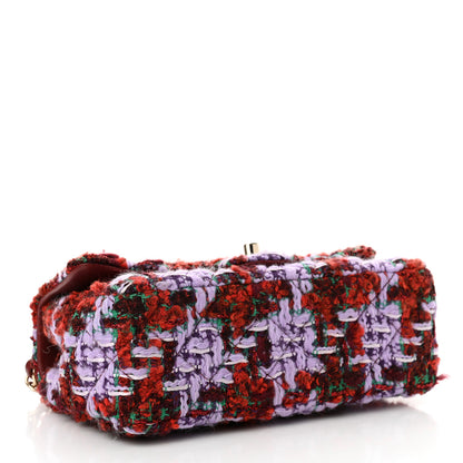 Chanel Tweed Quilted Mini Rectangular Flap Red Purple Green 4 of 13