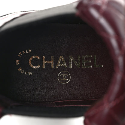 Chanel Lambskin Quilted Cap Toe CC Turnlock Booties 41 Burgundy Black 7 of 8
