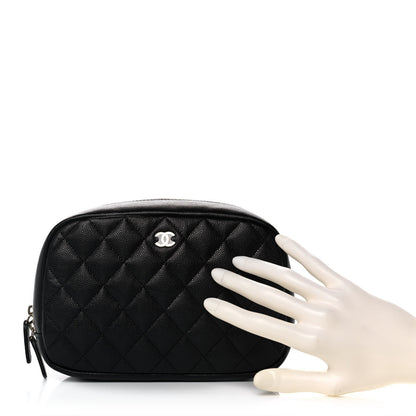 Chanel Caviar Quilted Curvy Pouch Cosmetic Case Black 2 of 11
