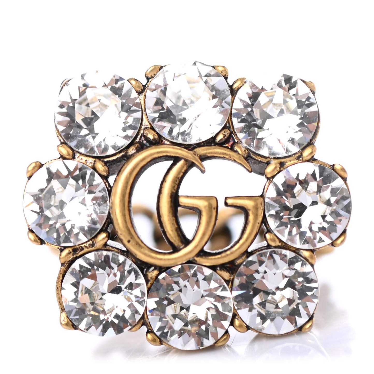 Metal Crystal Marmont Ring M Aged Gold
