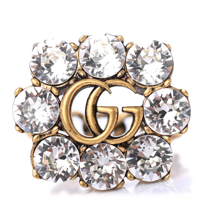 Gucci Metal Crystal Marmont Ring M Aged Gold 1 of 4