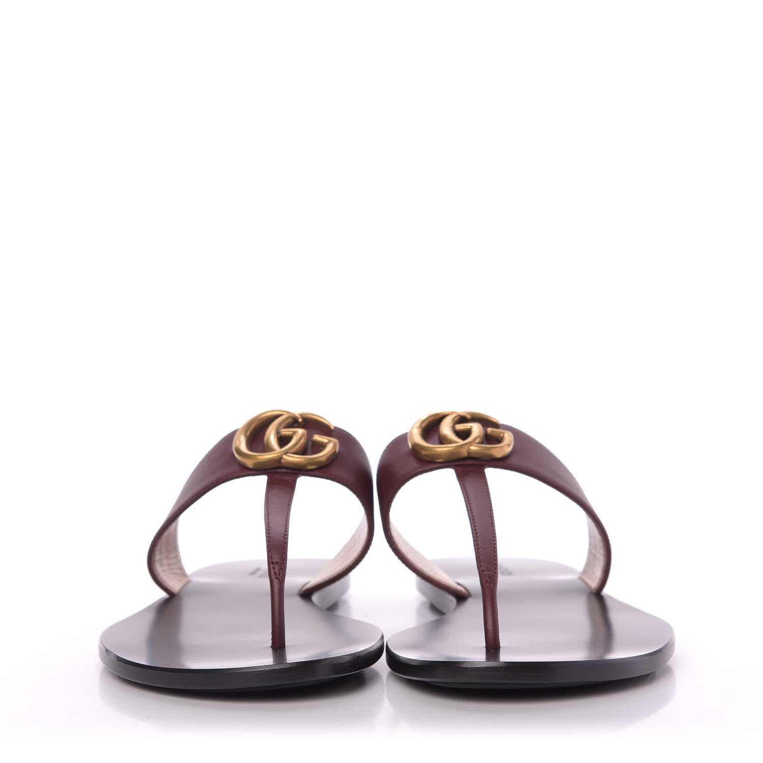 Gucci Calfskin GG Marmont Thong Sandals 38.5 Vintage Bordeaux 2 of 9