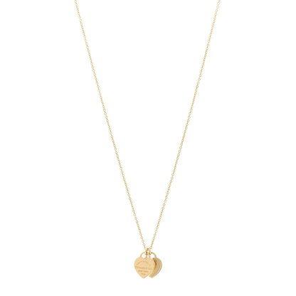 Tiffany 18K Yellow Gold Return to Tiffany Mini Double Heart Tag Pendant Necklace 1 of 5