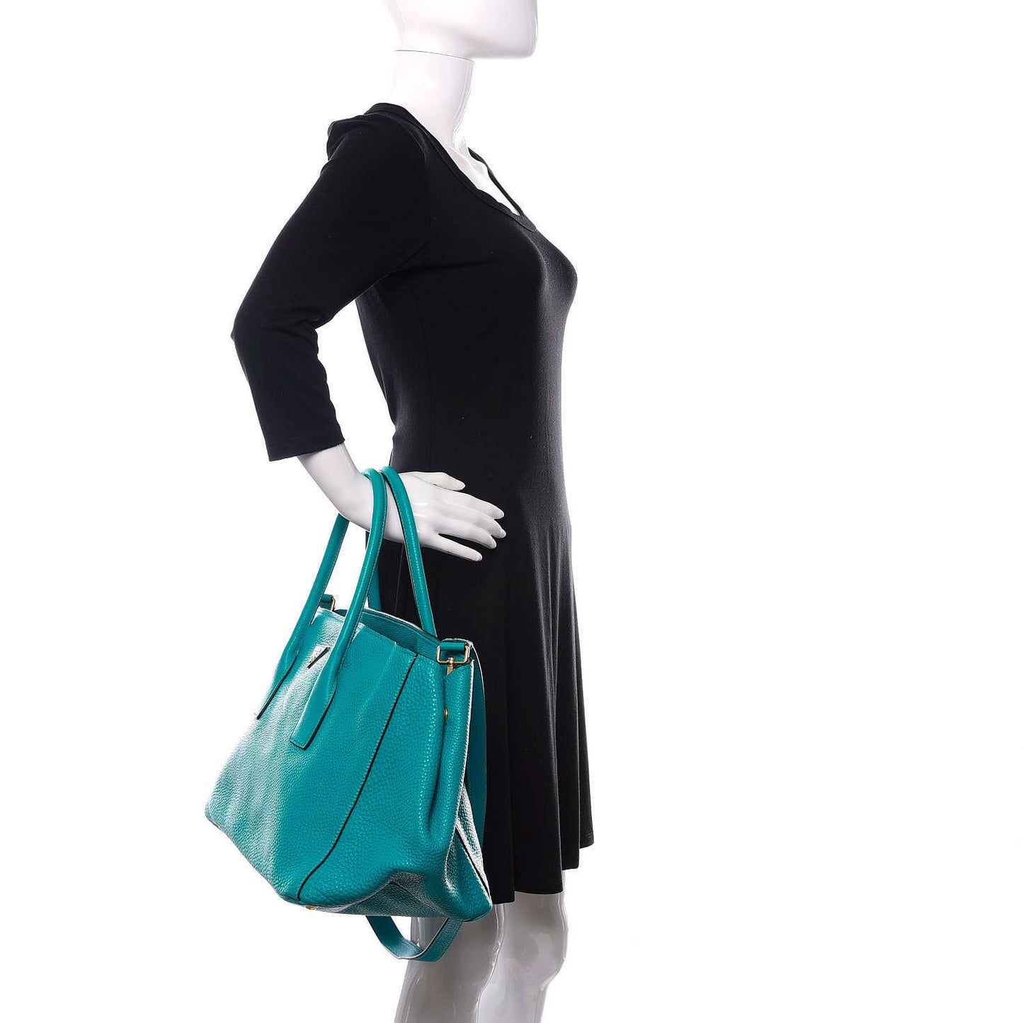 Vitello Daino Shopping Tote Turchese