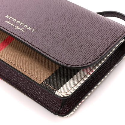 Burberry Grained Calfskin House Check Tartan Mix Hampshire Wallet On Chain Burgundy 9 of 9