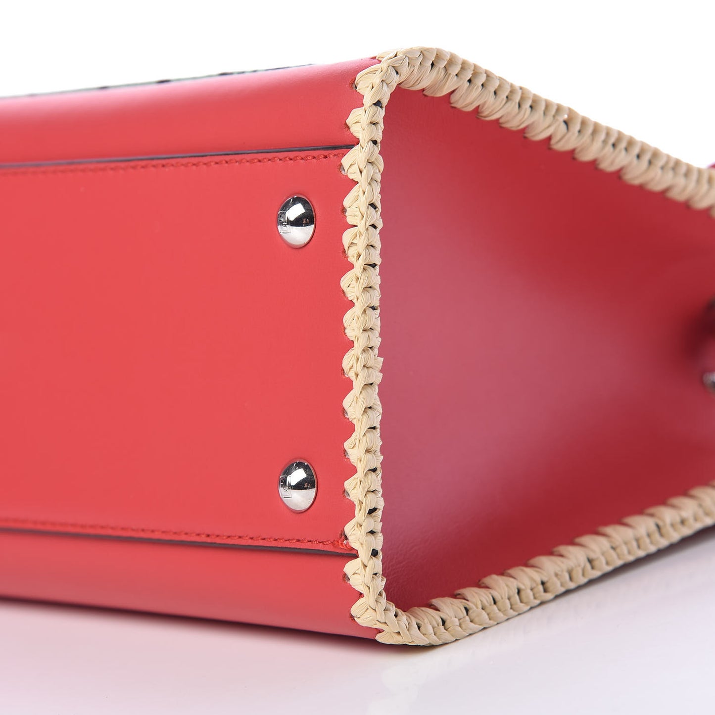 Vitello Century Raffia Elaphe F is Fendi FF Woven Embroidered Small Runaway Satchel Fiamma Menta