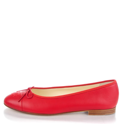 Chanel Lambskin Cap Toe Ballerina Flats 41.5 Dark Red 1 of 9