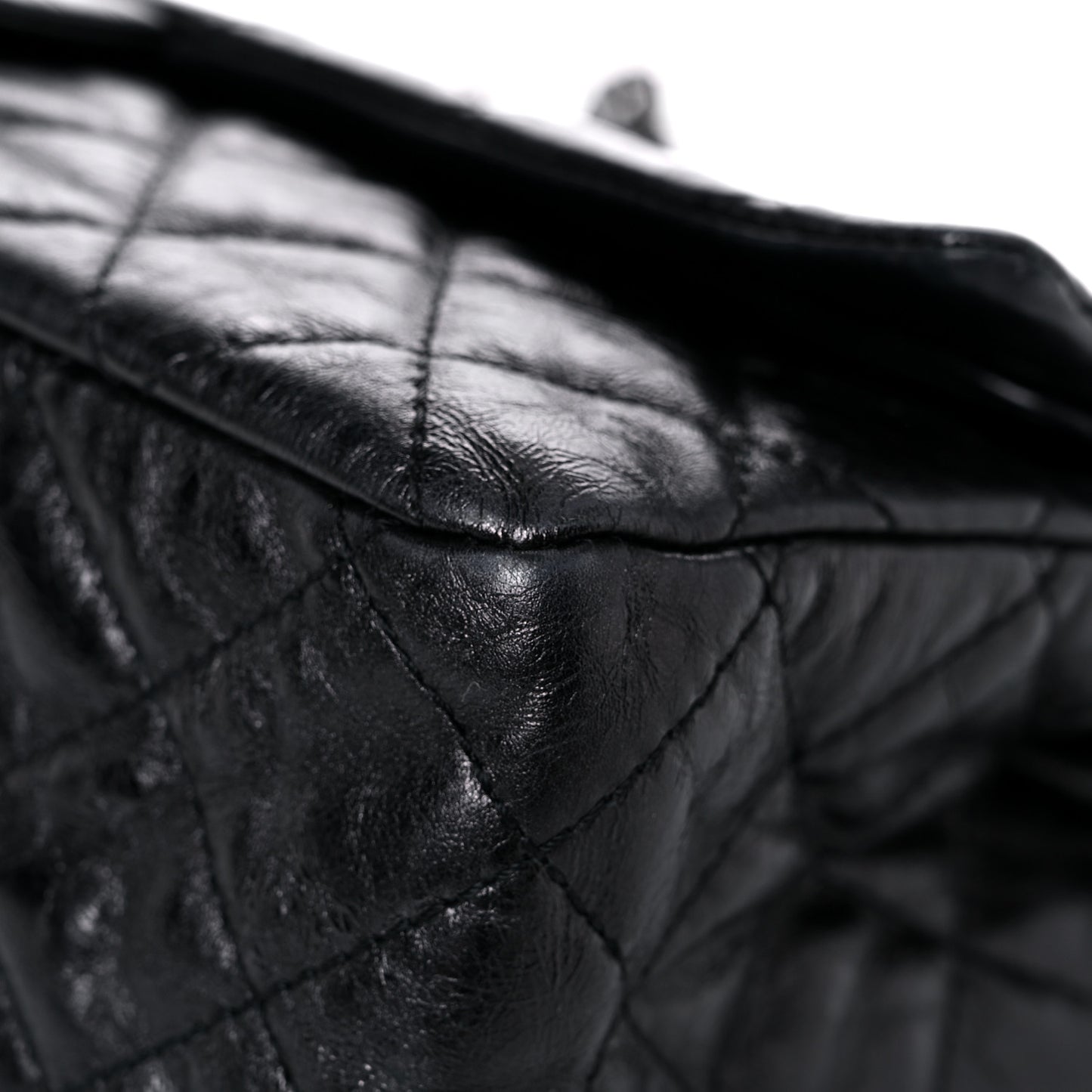 Metallic Aged Calfskin Quilted 2.55 Reissue 227 Flap So Black