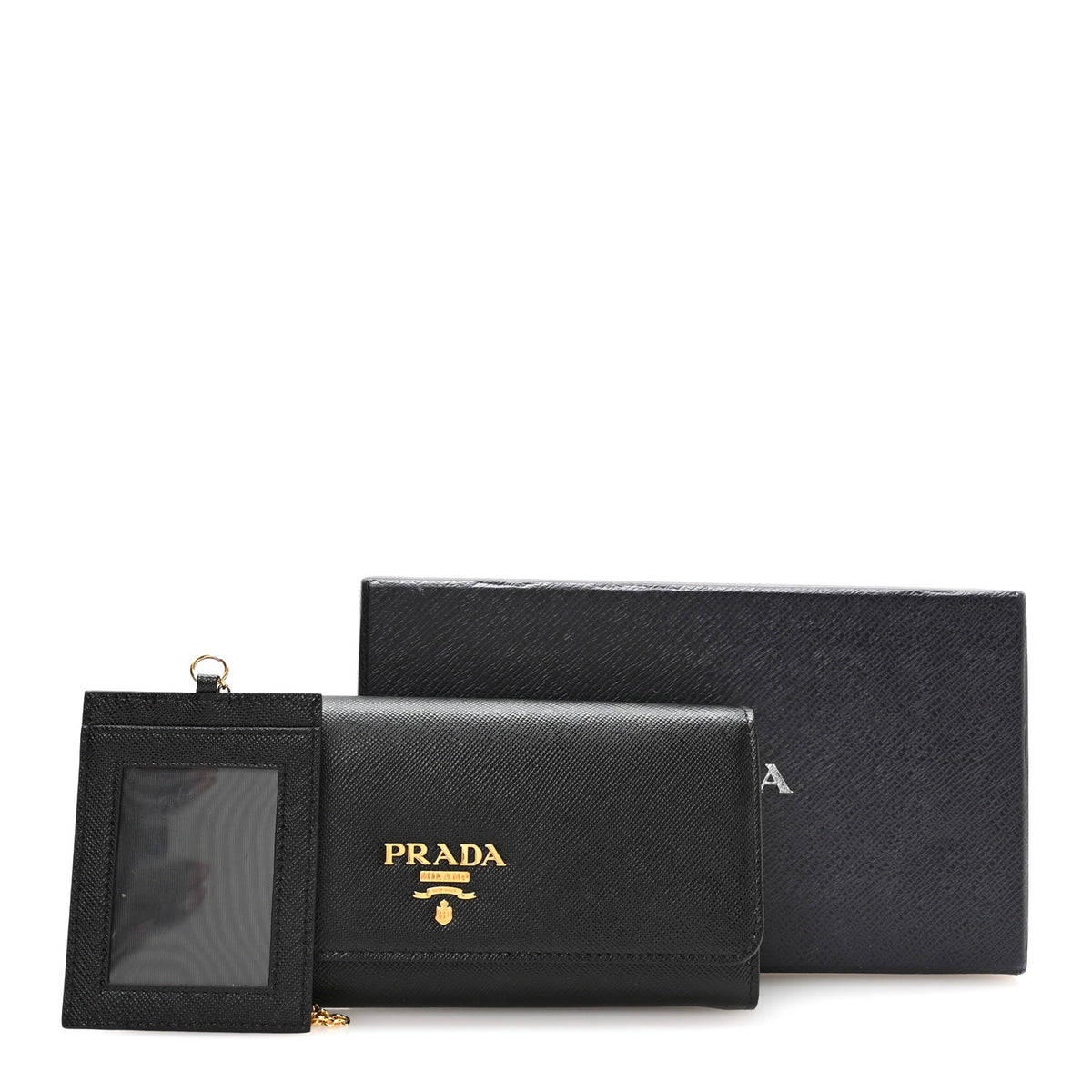 Saffiano Metal Continental Flap Wallet Black