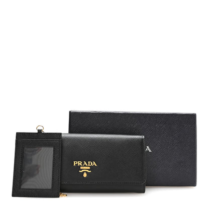 Prada Saffiano Metal Continental Flap Wallet Black 9 of 9