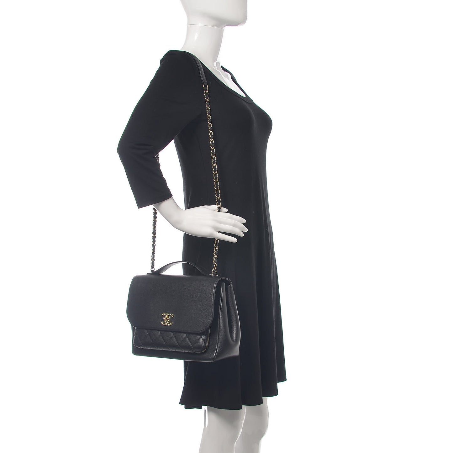 Caviar Quilted Large Business Affinity Flap Black