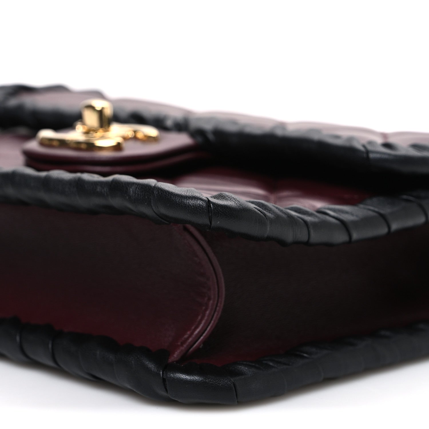 Chanel Lambskin Calfskin Braided Mini My Own Frame Flap Dark Burgundy Black 10 of 10