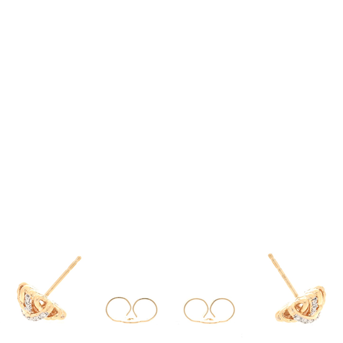 18K Yellow Gold Diamond 11mm Crossover Stud Earrings