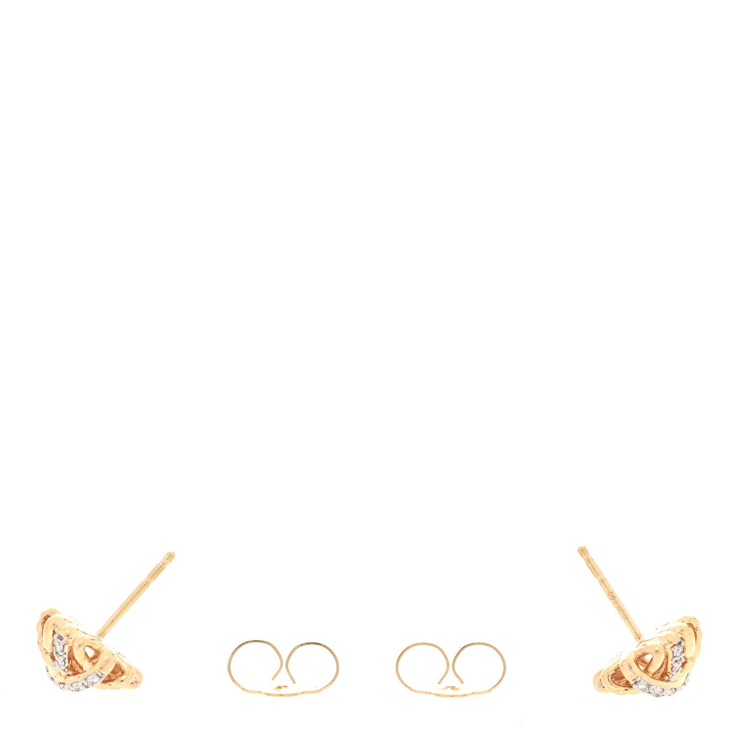 David Yurman 18K Yellow Gold Diamond 11mm Crossover Stud Earrings 3 of 4