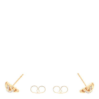 David Yurman 18K Yellow Gold Diamond 11mm Crossover Stud Earrings 3 of 4