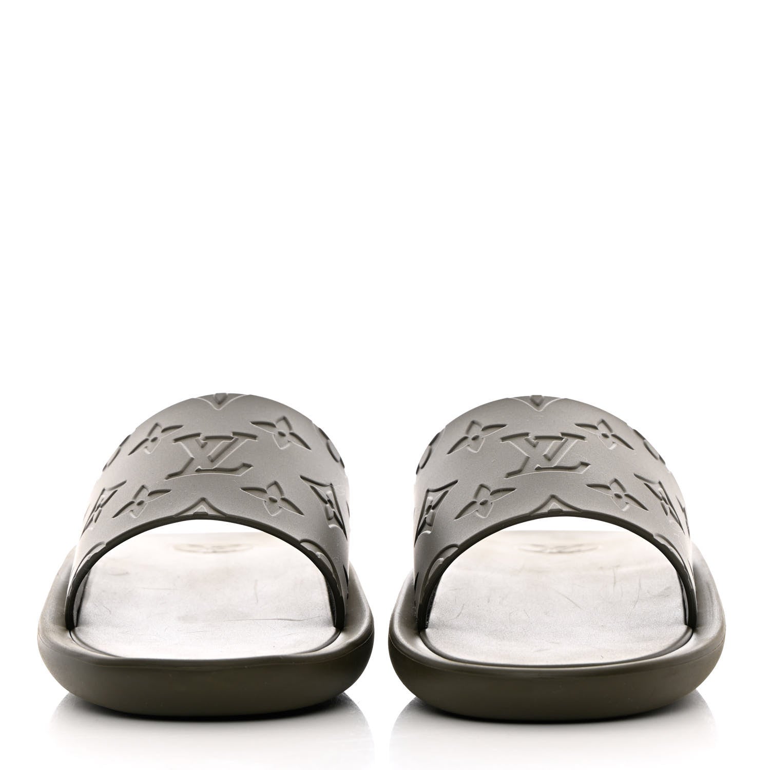 Louis Vuitton Rubber Monogram Embossed Sunbath Flat Mule 38 Kaki 2 of 10