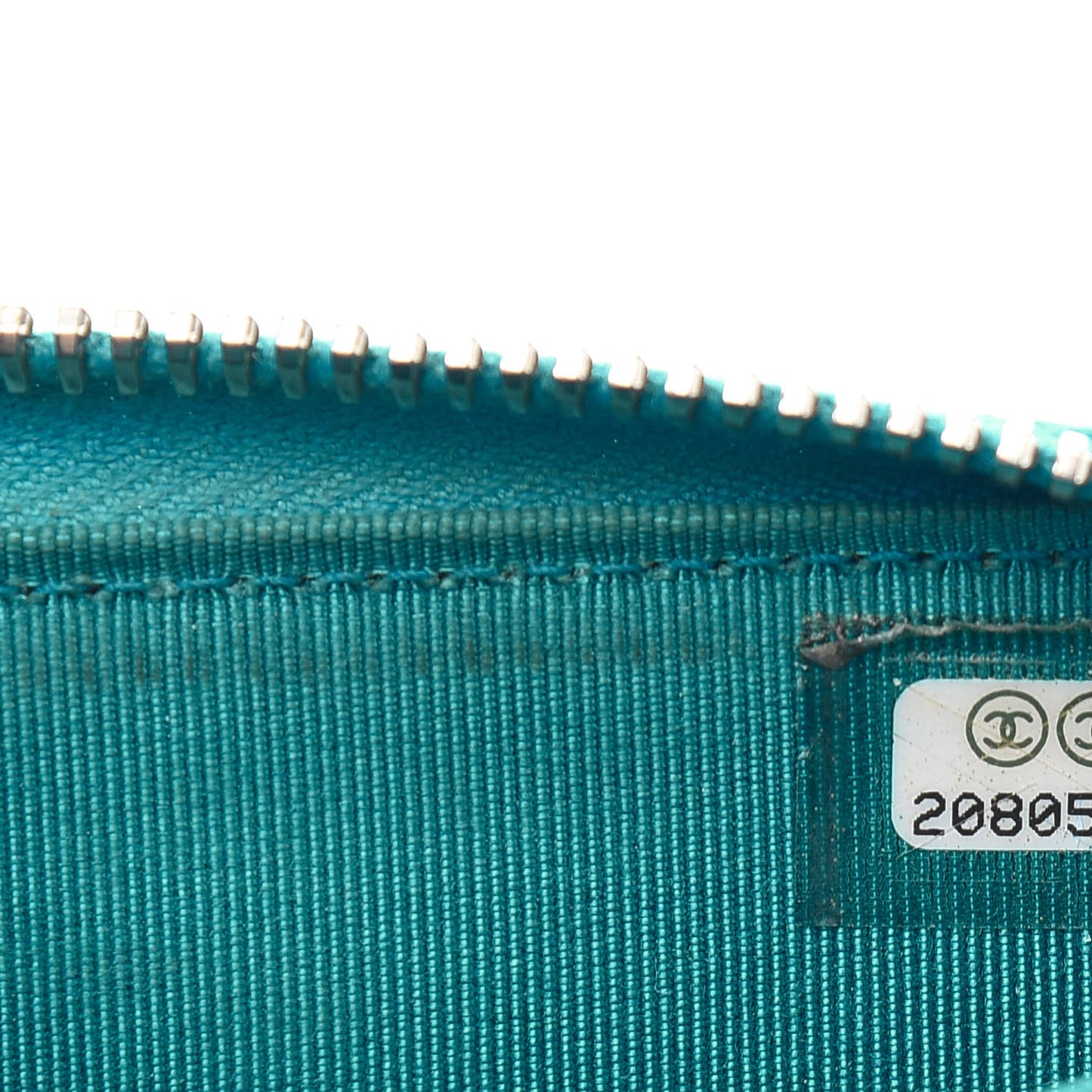 Patent Chevron Quilted Zip Around Coin Purse Turquoise