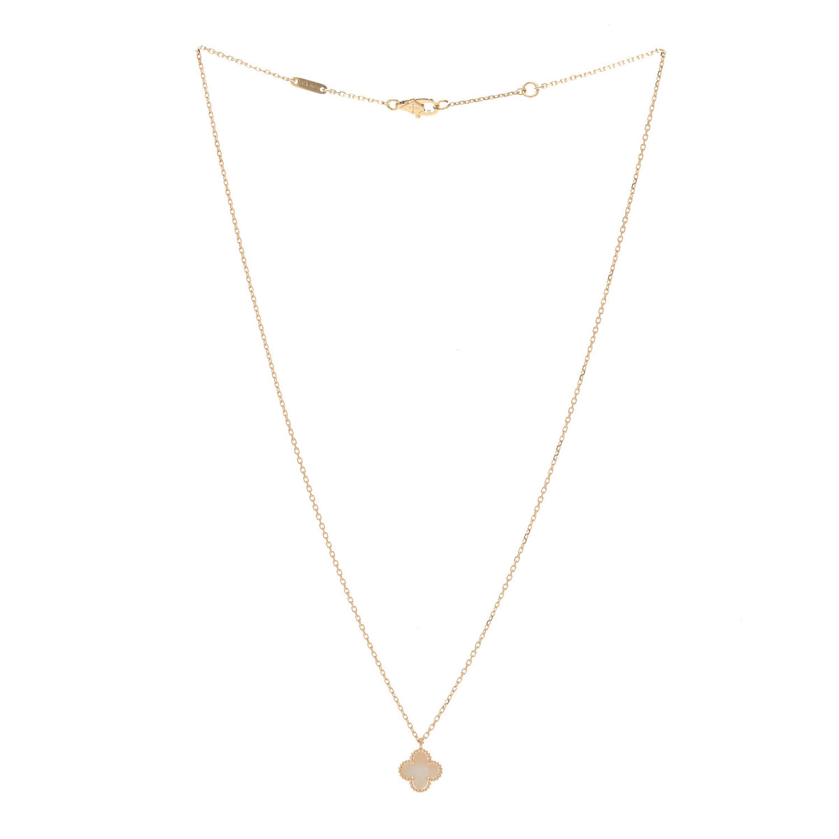 Van Cleef & Arpels 18K Yellow Gold Mother of Pearl Sweet Alhambra Pendant Necklace 3 of 6