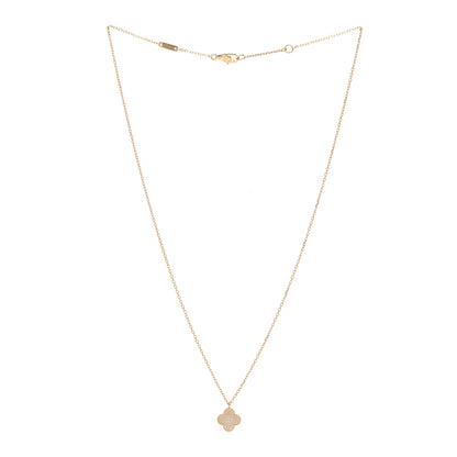 Van Cleef & Arpels 18K Yellow Gold Mother of Pearl Sweet Alhambra Pendant Necklace 3 of 6