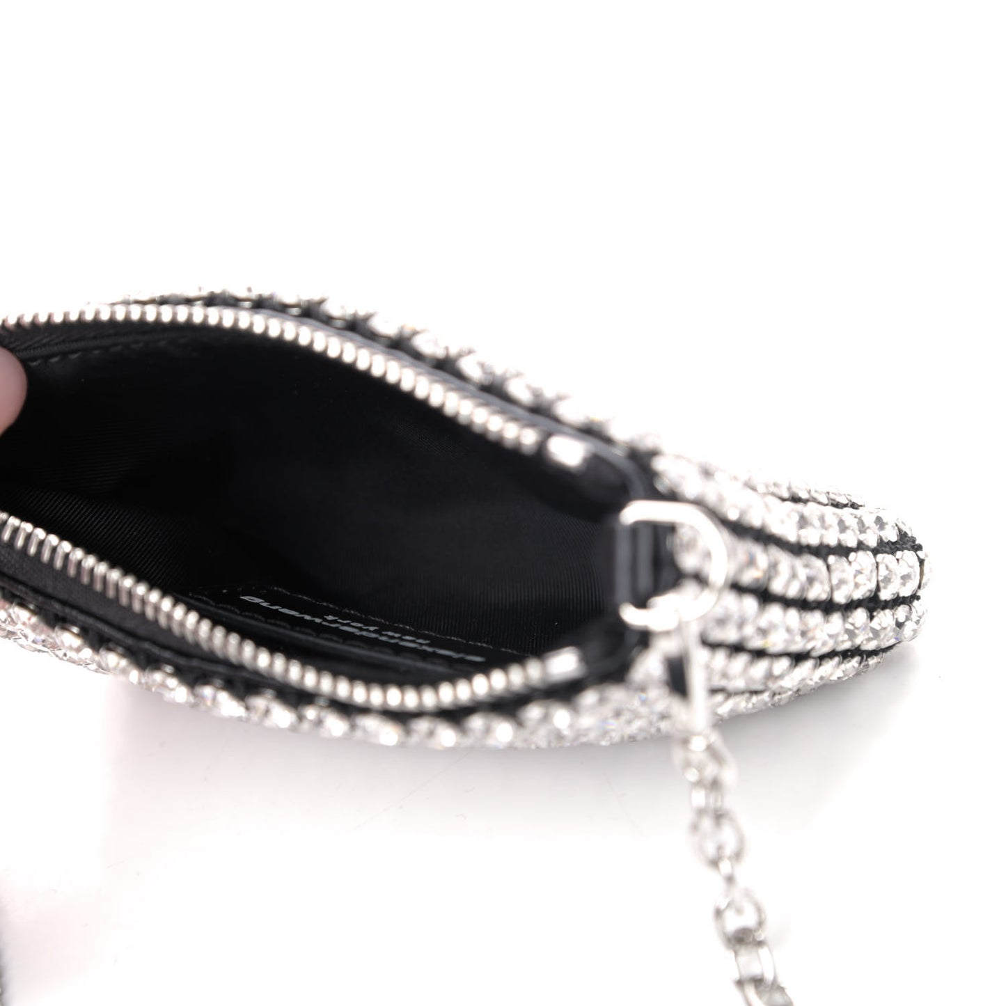 Mesh Crystal Rhinestone Nano Heiress Shoulder Bag Black Silver