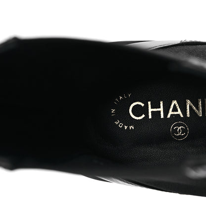 Chanel Crumpled Calfskin Patent Cap Toe Short Boots 39.5 Black 10 of 12