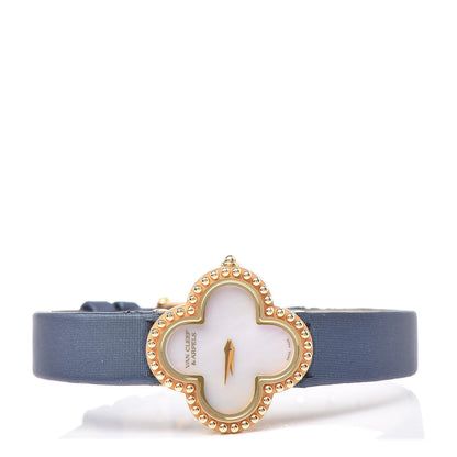 Van Cleef & Arpels 18K Yellow Gold Satin Mother of Pearl 26mm Alhambra Quartz Watch 3 of 9