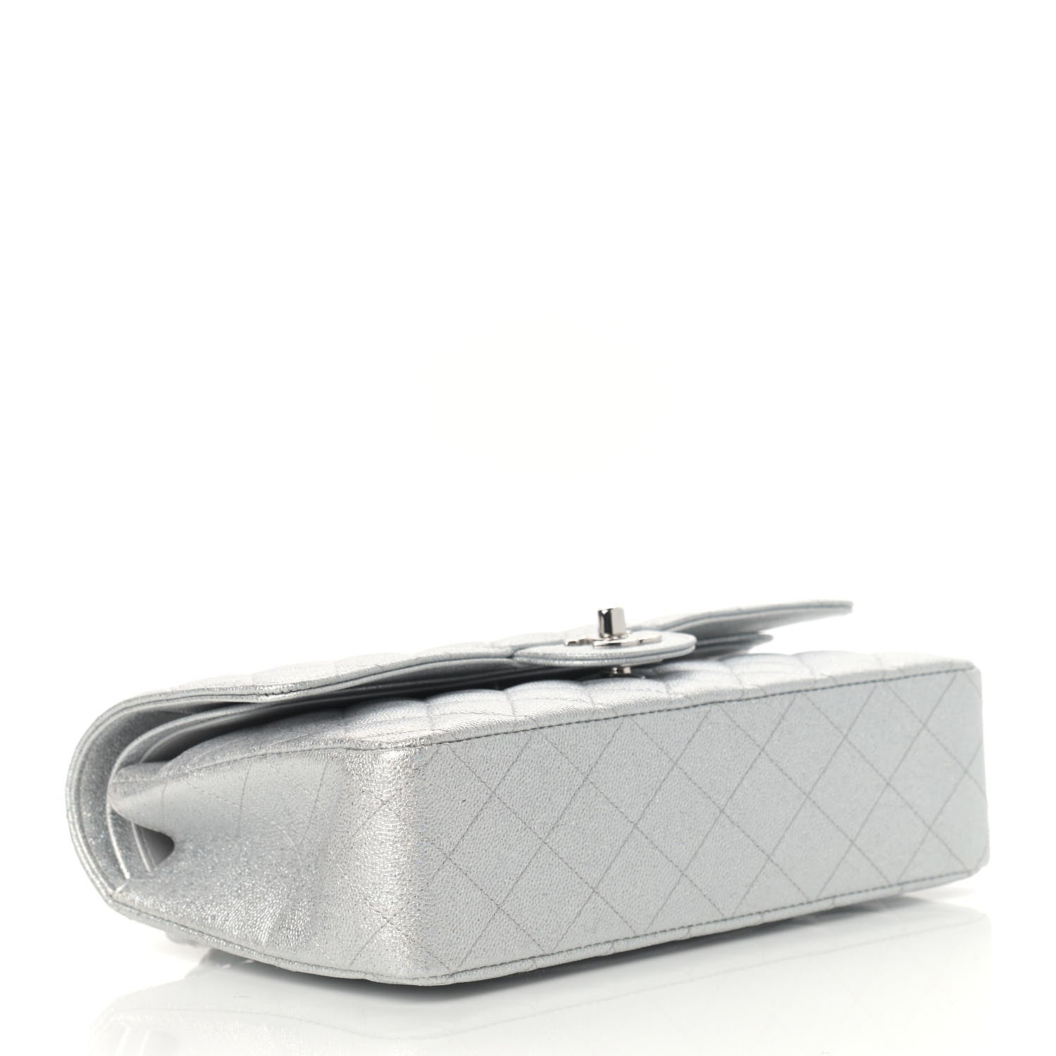 Chanel Glittered Metallic Caviar Quilted Medium Double Flap Silver 4 of 9