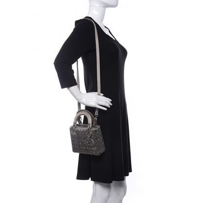 Christian Dior Satin Crystal Cannage Mini Lady Dior Gray 2 of 12