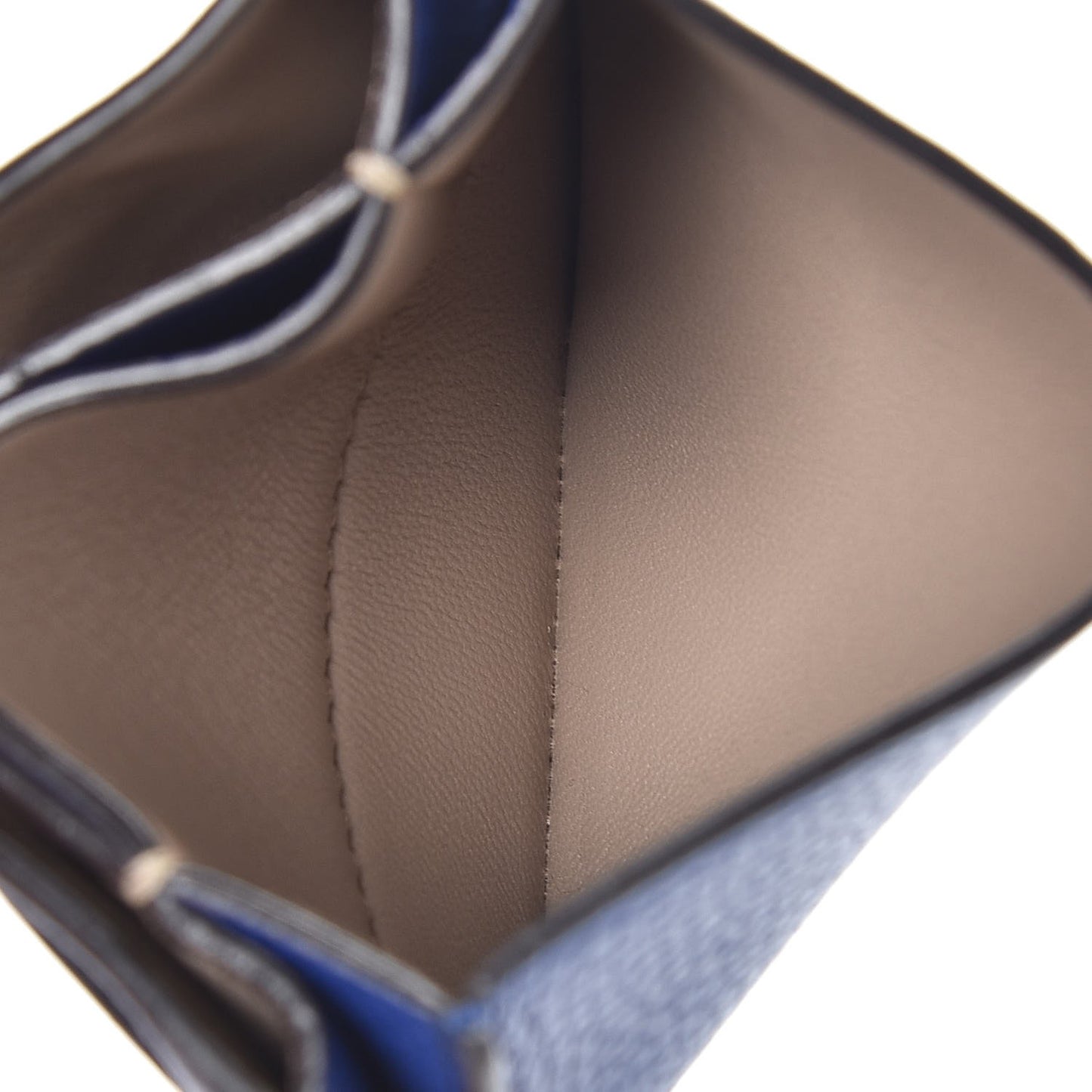 Drummed Calfskin Gusset Card Holder Indigo