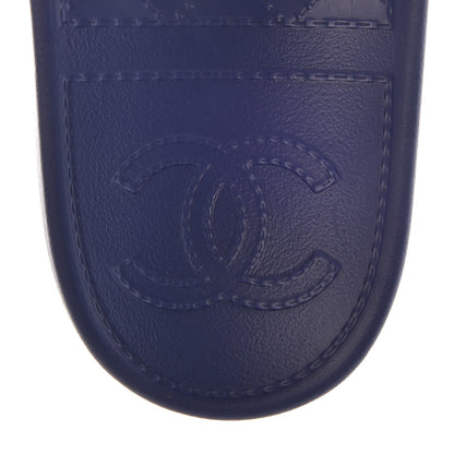 Chanel Rubber CC Flat Slide Sandals 36 Black Navy 7 of 9