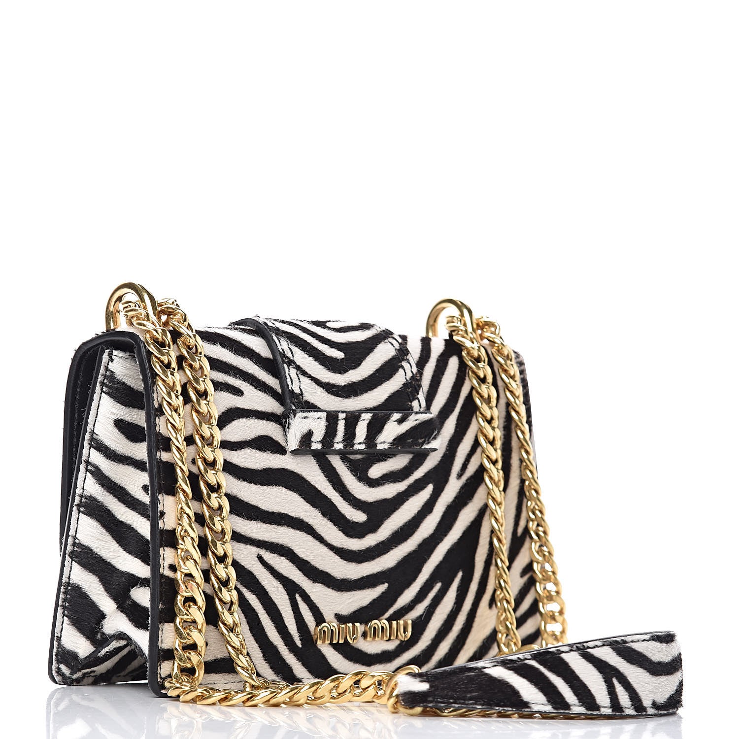 Miu Miu Cavallino Pony Hair Crystal Embellished Shoulder Bag White Black 3 of 12
