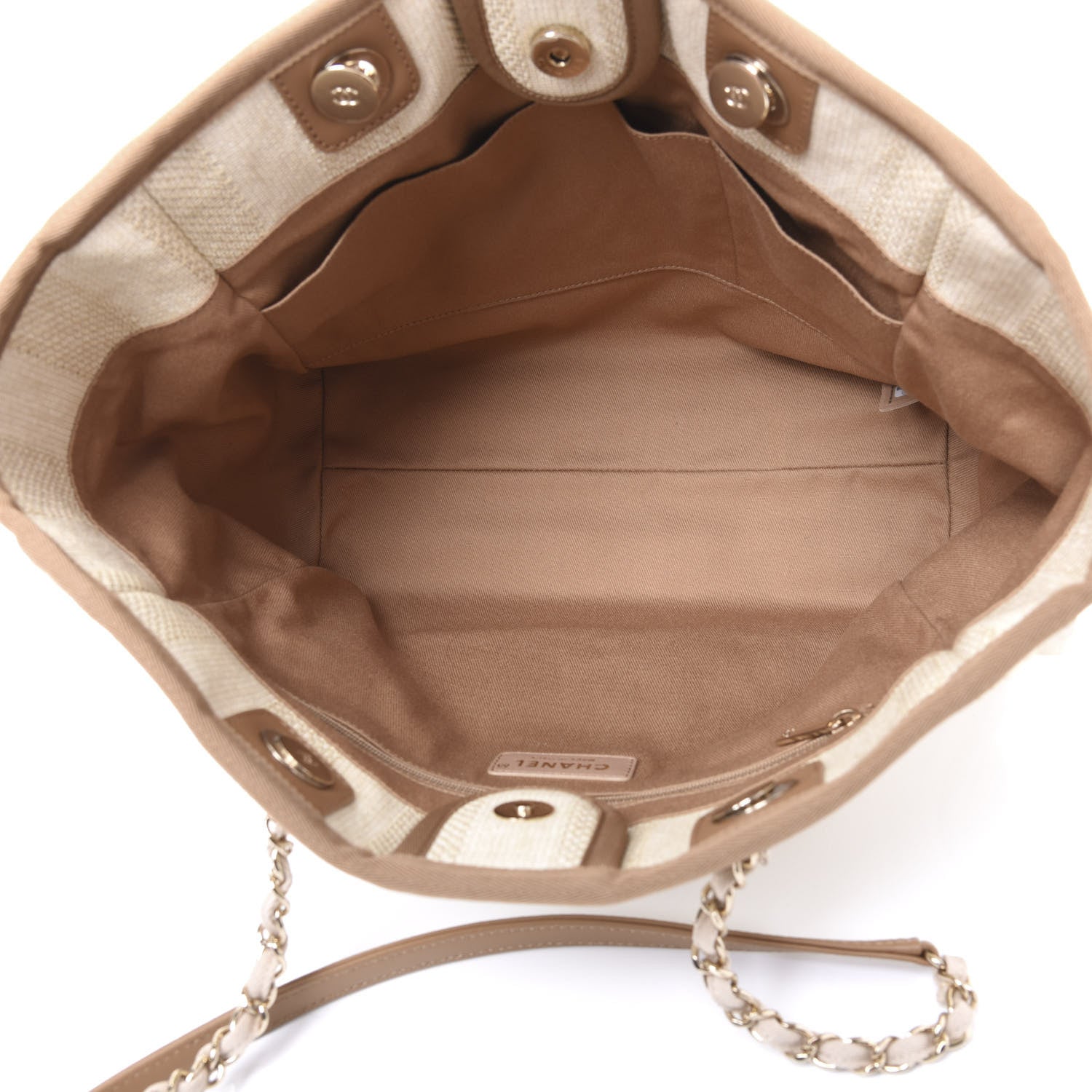 Chanel Mixed Fibers Calfskin Striped Small Deauville Tote Beige 4 of 11