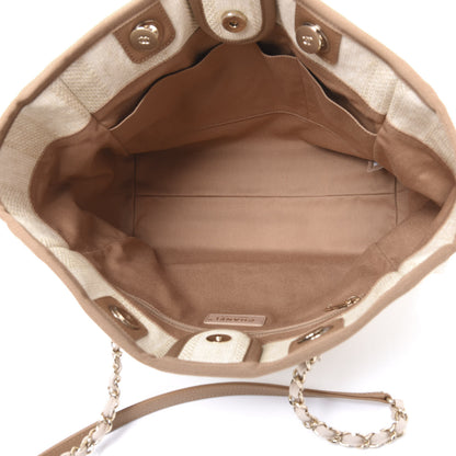 Chanel Mixed Fibers Calfskin Striped Small Deauville Tote Beige 4 of 11