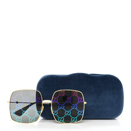 Gucci Metal Rectangular Frame Sunglasses GG0414S Gold Multicolor 8 of 8